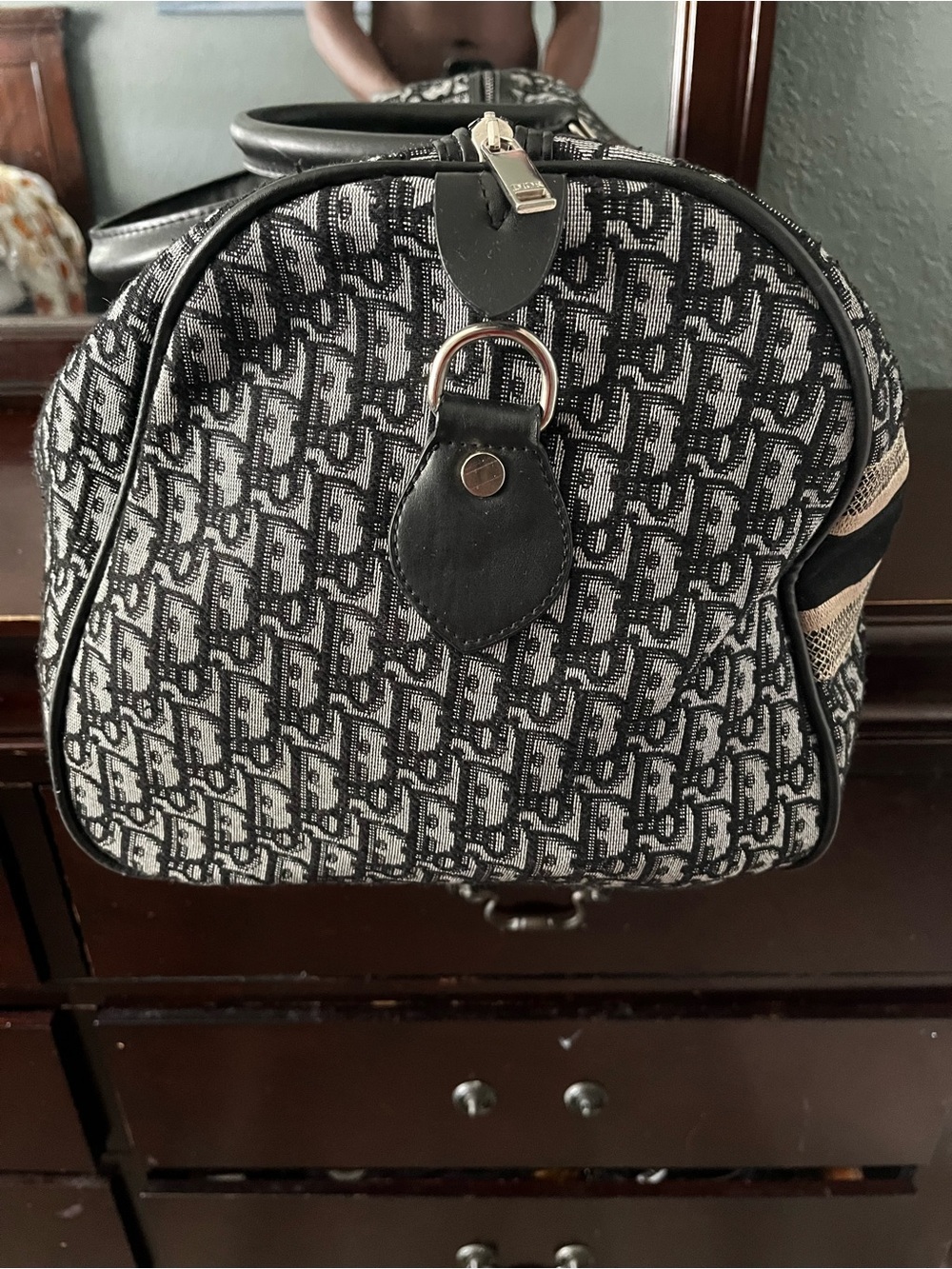 Dior Black & Beige Monogram Duffle Bag - Picture 4 of 8